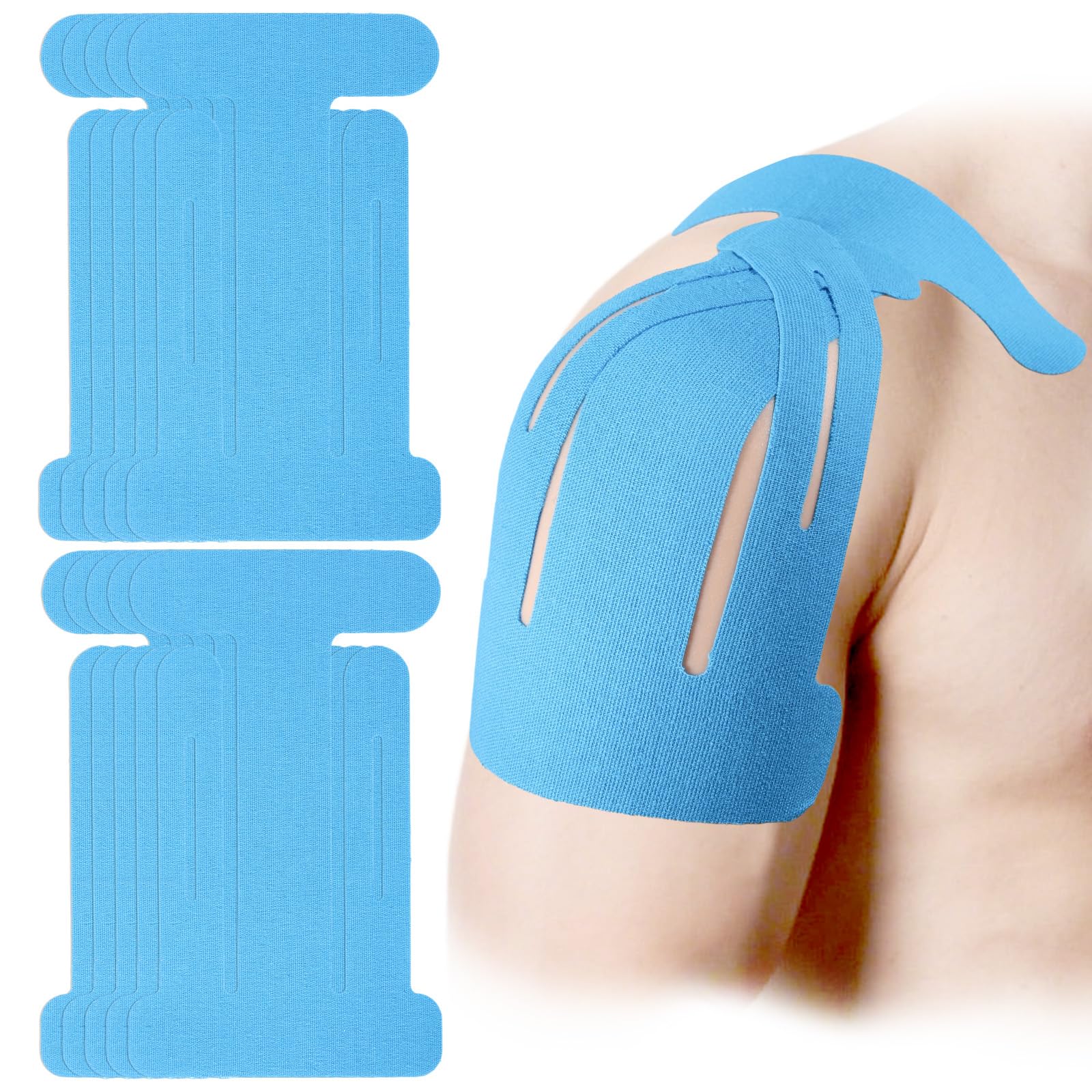 Photo 1 of 10pcs Kinesiology Tape for Shoulder, Breathable & Latex-Free Pre-Cut Kinesiology Recovery Athletic Sticker Strips for Shoulder Support Stability Muscle Sports