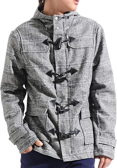 Amazon メルトンウールダッフルコート ダッフルコート ダッフル ジャケット コート メンズ Lサイズ グレンチェック コート ジャケット 通販