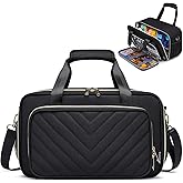 Kuosdaz Acrylic Paint Organizers Fits up to 54 Bottles 2 oz, Art Supply Storage Case with Handle Strap & Shoulder Strap, Craft Paint Bottle Storage Organizer with Brush Storage, Black