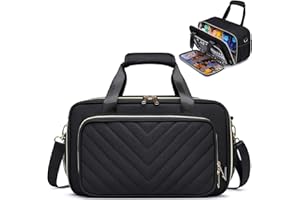 Kuosdaz Acrylic Paint Organizers Fits up to 54 Bottles 2 oz, Art Supply Storage Case with Handle Strap & Shoulder Strap, Craft Paint Bottle Storage Organizer with Brush Storage, Black