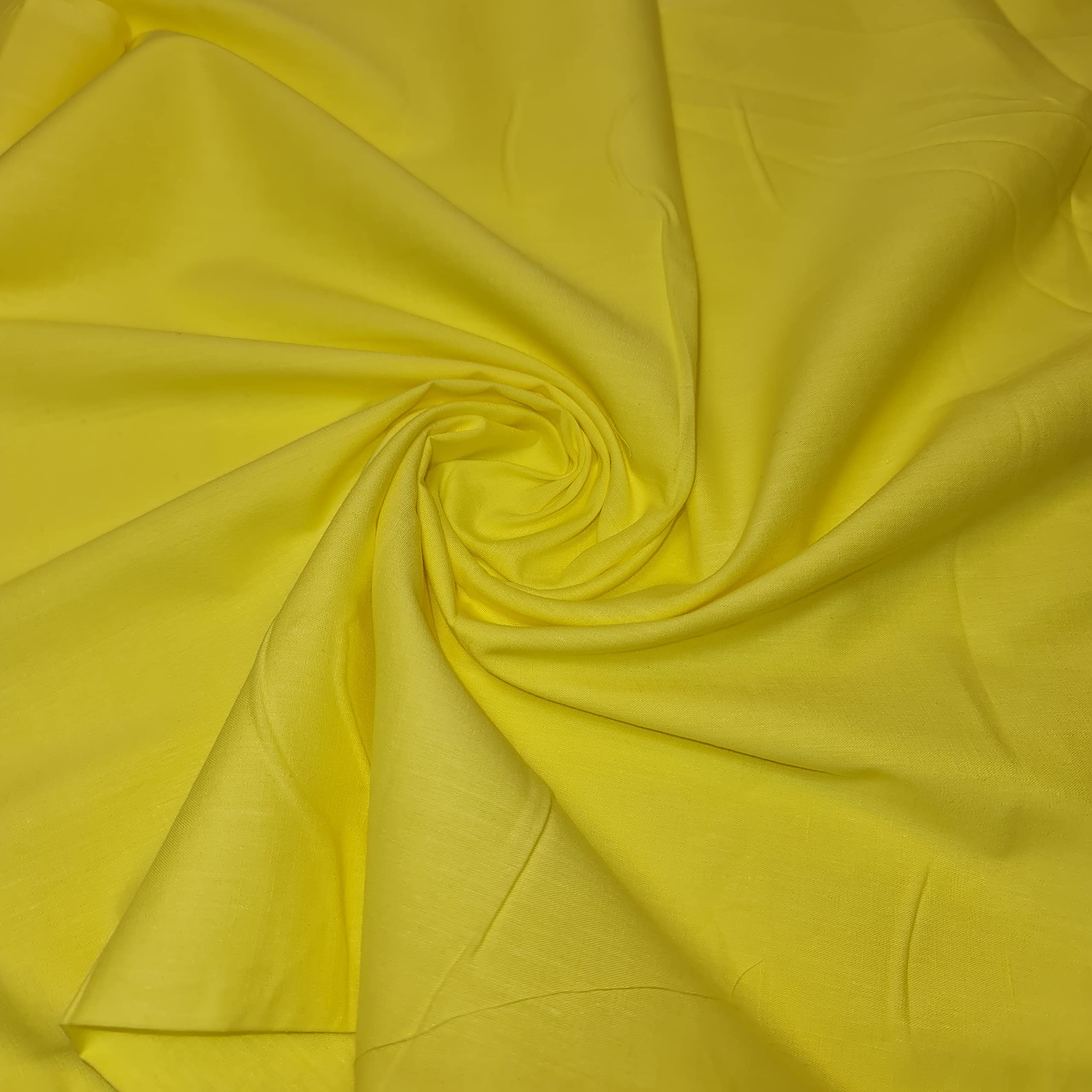 Plain 100% Cotton Egyptian Cambric Poplin Craft Soft Dress Material Fabric 44" (5 Meter, (NEW) FLO YELLOW)