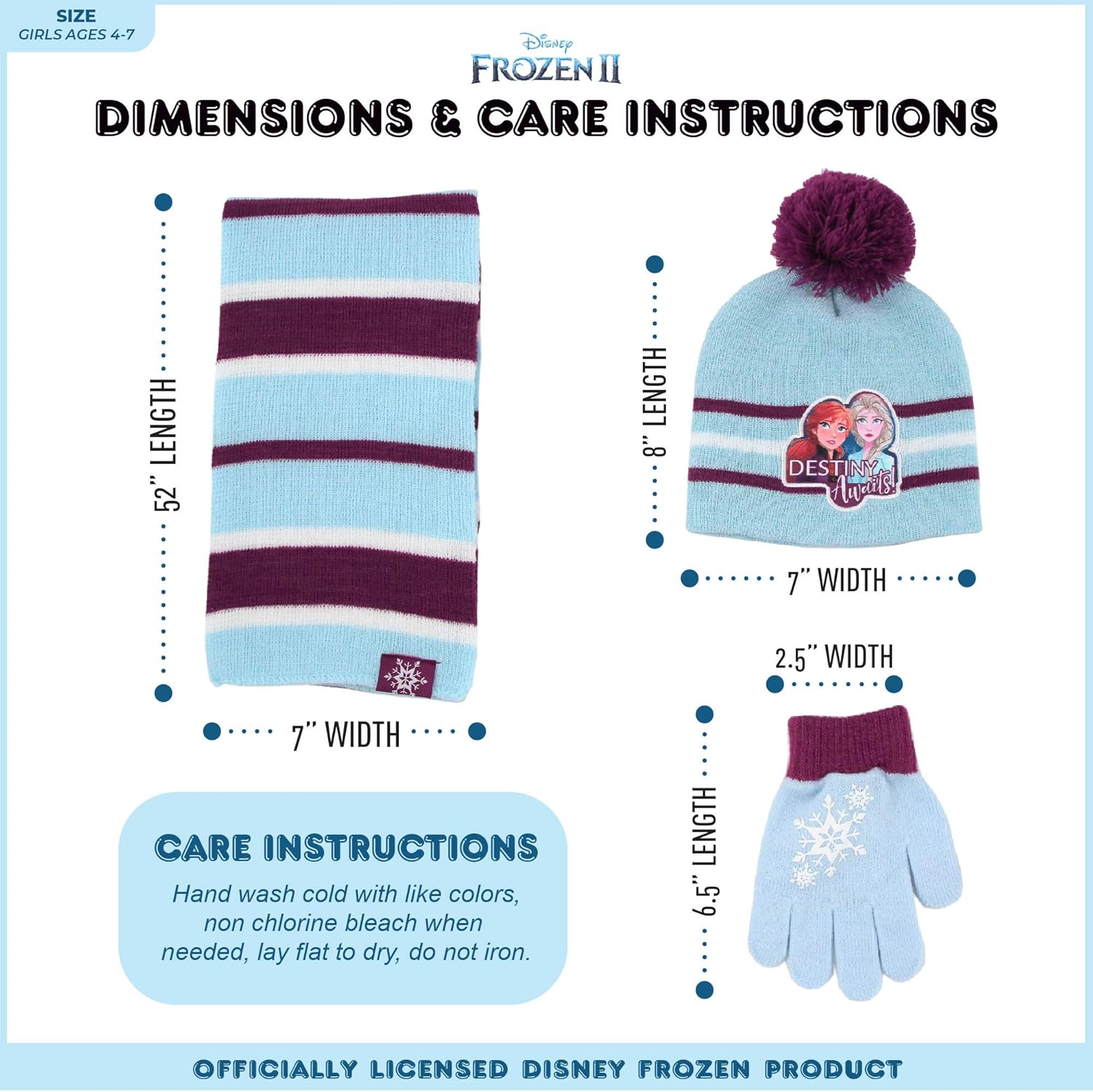 Disney Girls' Frozen 2, Elsa and Anna Kids Winter Beanie Hat, Scarf and Gloves Or Mitten Cold Weather Set: Clothing