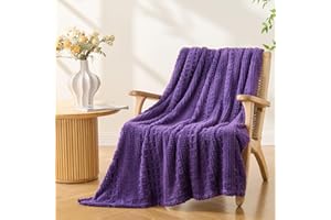 Lotus Karen Throw Blankets for Bed Waffle Purple Blanket Cozy Soft Fluffy Fuzzy Fleece Throw Blanket for Couch Lightweight Br