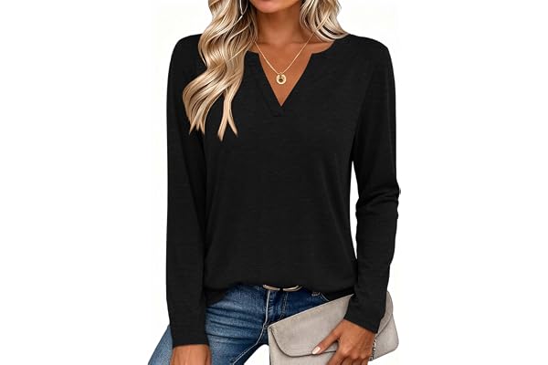 Zeagoo Zeagoo Womens Tops Long Sleeve V Neck Tee Shirts Cute Dressy Casual | Business Work Blouse,Basic Clothi