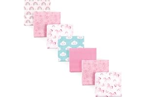 Luvable Friends Unisex Baby Cotton Flannel Receiving Blankets, Rainbow 7-Pack, One Size