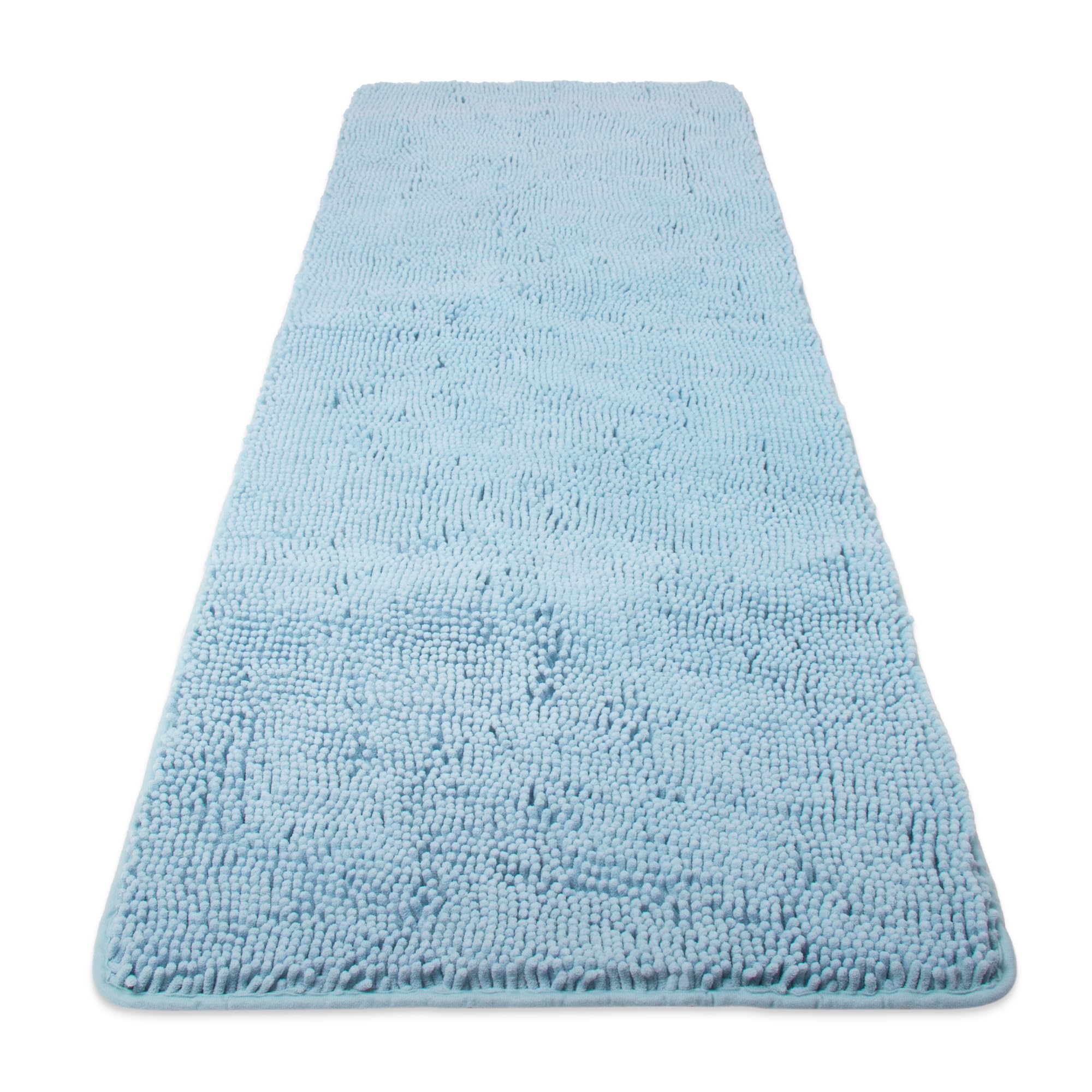 Yeaban Bathroom Runner Rug 24"x60" – Thick Chenille Long Bath Mat | Absorbent and Washable Extra Large Bath Rug Non-Slip, Soft Runner Rug for Bathroom, Shower, Sink - (Baby Blue) Image