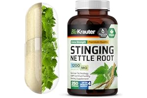 BIO KRAUTER Stinging Nettle Capsules 1200 mg - 250 Natural Urinary Tract & Overall Support Caps - Nettle Root Powder (Urtica Dioica) - Non GMO