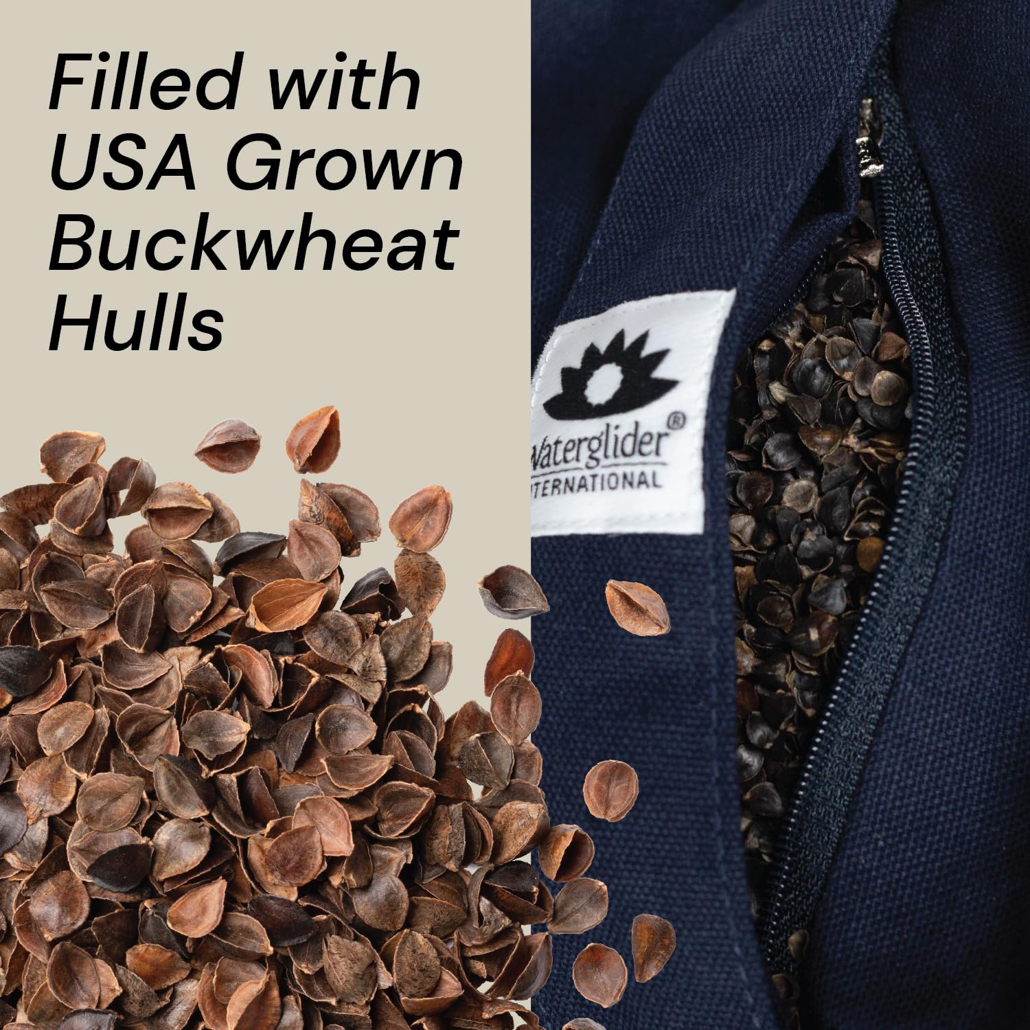 Waterglider International Meditation Cushion (Twilight Blue) Round, Buckwheat Husk Filled, Floor Pillow or Cushions, Yoga Seat, Zafu, Made in the USA - Image 4