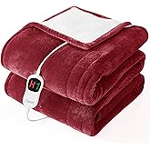 Homemate Electric Heated Blanket Full - 72"x84" Heating Bed Blankets Throw with 10 Heating Levels 8 Hours Auto Off Fast Heating Over-Heated Protection Ultra Soft Warm Flannel ETL Certified Red