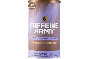CAFFEINE ARMY ChocoVanilla | Comprehensive Functional Coffee with MCTs, CoQ10, Collagen and Adaptogens: Clean Energy + Supports Daily Attention, No Jitters or Crash (13.4 oz 38 Servings)