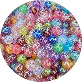LIMAOLLY 200pcs 10mm Acrylic Round Bubble Beads AB Colorful Plastic Loose Spacer Beads for DIY Craft Making Necklace Bracelet Earring Ornament(Multicolor AB)