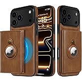 LOHASIC for iPhone 17 Pro Max Case, 2-in-1 Detachable Wallet Leather Phone Cases with Card Holder with Airtag Holder Protective Cover Compatible with MagSafe, Brown