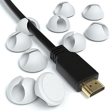 EAZY CASE 12x Kabelclips zur Kabelbefestigung, elastisch & selbstklebend I Kabel Befestigungsclips, Kabelhalter für Kabelmana