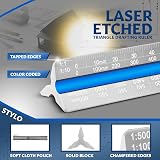Stylo 30cm Aluminum Architect Scale Ruler Metric Color Coded Grooves view 4