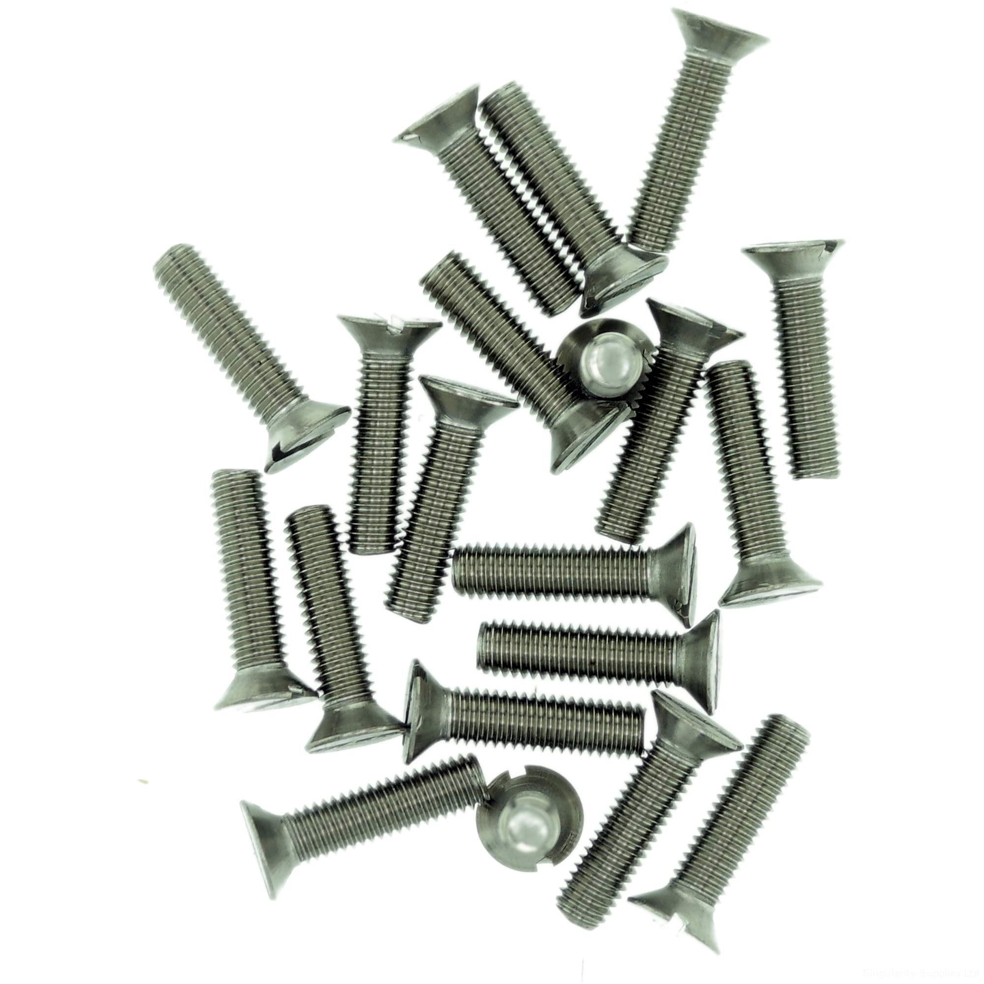 M6 (6mm x 60mm) Slot Countersunk Machine Screw (Bolt) - Stainless Steel (A2) (Pack of 20)