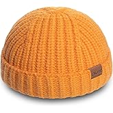 Fisherman Short Beanie Hats for Men, Knit Skull Cap Cuff Trawler Hat Mens Stylish Watch Cap Winter Warm Hat for Daily Wear