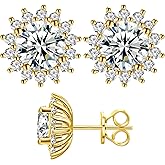 Moissanite Stud Earrings 0.2CT-8.0CT 18K White/Yellow Gold Vermeil D Color VVS1 Clarity Brilliant Round Cut S925 Sterling Silver Hypoallergenic Anniversary Day Valentines Gifts for Women Men