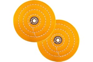 LINE10 Tools Buffing Wheel for Bench Grinder, Extra Thick, Set of 2, 6-Inch, Yellow Firm