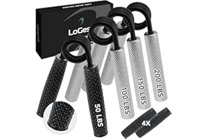 Logest Metal Hand Grip Set, 100LB-200LB 3 Pack 50LB-200LB 4 Pack No Slip Heavy-Duty Grip Strengthener with Gift Box, Great Wrist & Forearm Hand Exerciser, Home Gym, Hand Gripper Grip Strength Trainer