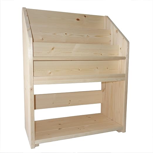 Amazon Co Jp 手作り 完成品 スタンダードサイズ 絵本棚 こども えほん 収納 ラック 薄型 絵本立て シンプル 無塗装 日本製 W54a ホーム キッチン