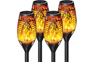BONLION 4 Pack Solar Lights Outdoor, 26'' Tall ＆ Larger Size Solar Torches with Flickering Flame Waterproof, LED Solar Garden Lights, Solar Powered Outdoor Lights for Garden, Patio, Yard, Pathway