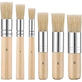 Outus 6 Pieces Wooden Stencil Brushes Pure Natural Bristle Template Paint Brushes for Acrylic Oil Watercolor Art Painting Stencil Project DIY Crafts, 6 Sizes