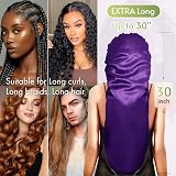 BONNET QUEEN Silk Bonnet for Sleeping Long Hair & Braids Dark Purple view 2