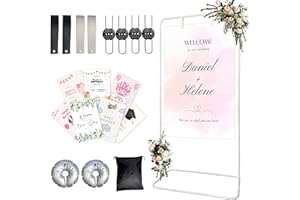 Lunirith Large Wedding Welcome Sign Stand, Adjustable Height (78", 64", 50"),White hanging sign holder With Design Bundle & G