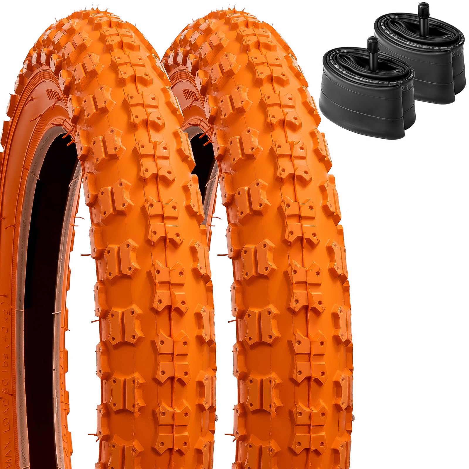 YunSCM 2PCS 12.5 inch Kid Bike Tyres 12 1/2x2 1/4 Tires 62-203 with 12/12.5" Inner Tubes SV/AV32mm Valve Compatible 12.5 x 2.25 12 1/2x2 1/4 baby stroller/Road Bicycle Bike Tyre (Orange)