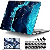 DONGKE for M4 MacBook Air 13.6 Inch Case 2025 2024 2023 2022 Model A3240 A3113 A2681 M3 M2 Chip, Plastic Hard Shell Case Cover with Touch ID for MacBook Air 13 Inch M4 - Blue Marble
