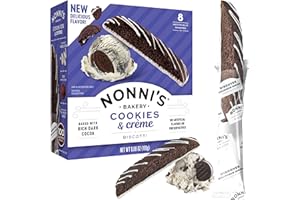 Nonni's Cookies & Crème Biscotti, Rich Dark Cocoa Cookie with Vanilla Icing, 8 Individually Wrapped Bakery Snacks, 6.88 oz