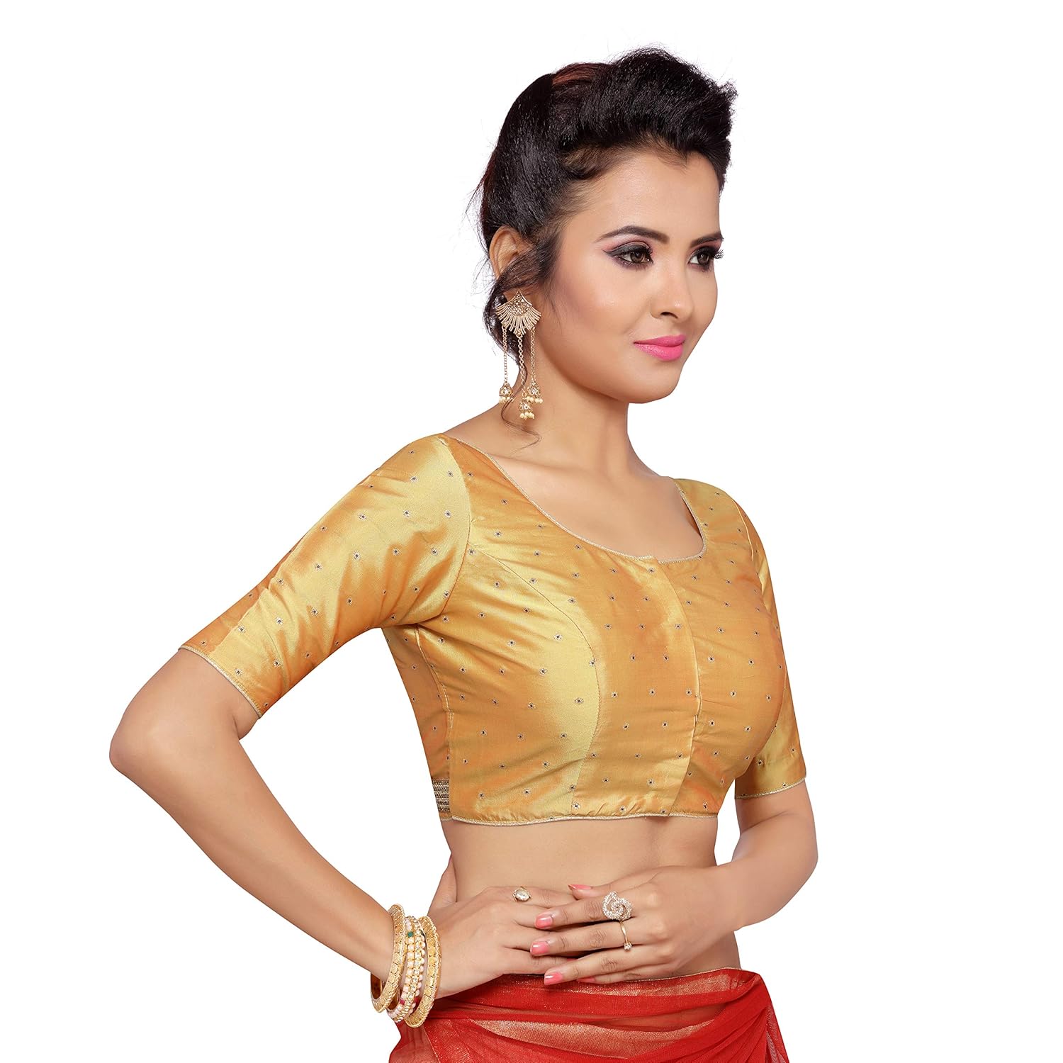 studio shringaar women's polyester stitched saree blouse