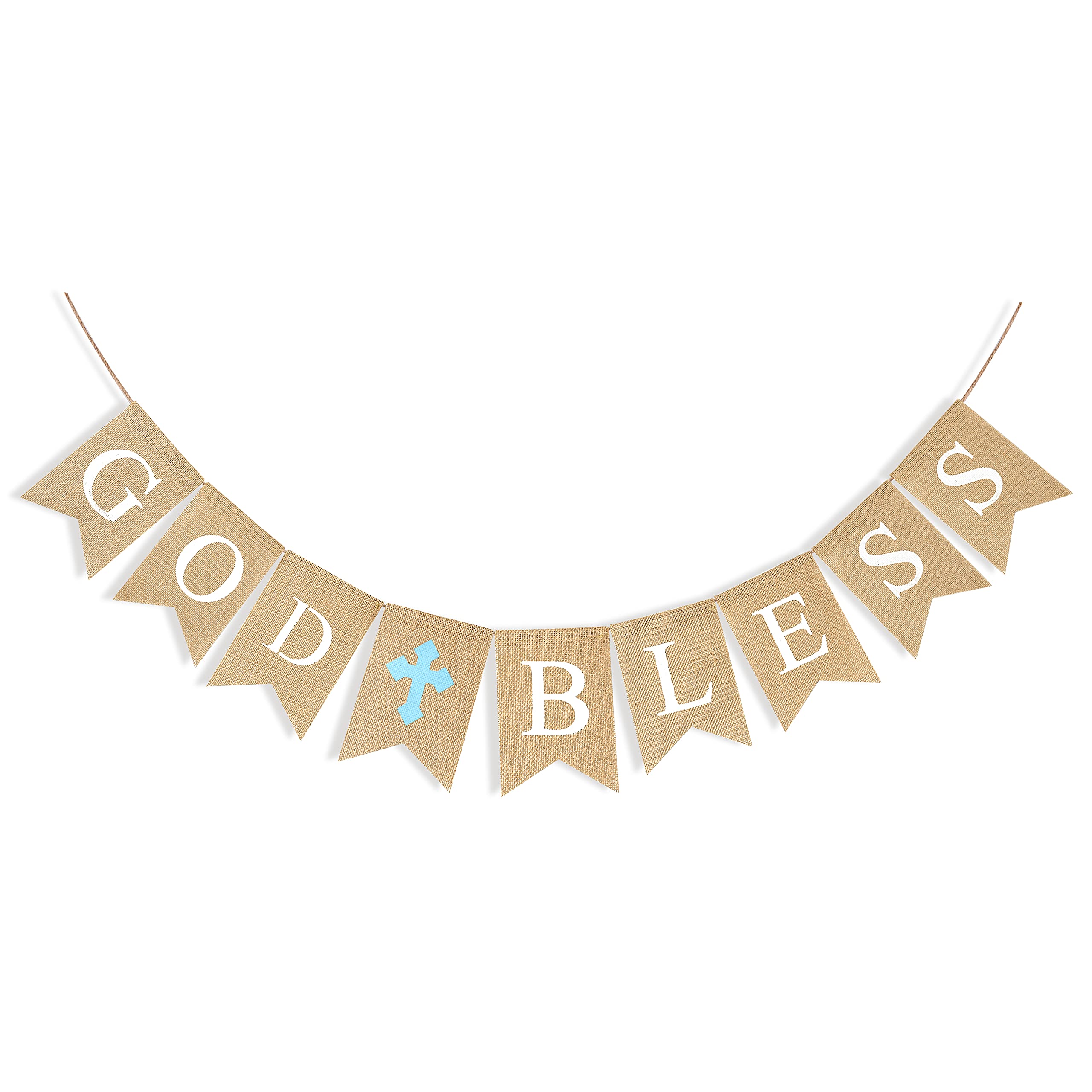 CHRORINE God Bless Banner Baptism Decorations for Boys, First Communion Confirmation Decorations, First Communion Baptism Party Supplies - BLUE