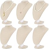 Huquary 6 Pcs Necklace Display Stand Necklace Holder Jewelry Bust Display Stands for Selling Home Store Trade Shows Photography Props Retail(Flaxen,Linen)