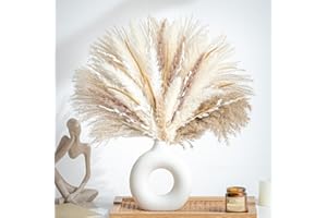 WILD AUTUMN 70PCS Natural Dried Pampas Grass Boho Home Decor Bouquet Phragmites Dried Flowers Bouquet for Wedding Floral Arrangements Home Decorations (70PCS)