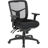 Office Star ProGrid Breathable Mesh Manager's Office Chair with Adjustable Seat Height, Multi-Function Tilt Control and Seat Slider, Mid Back, Coal FreeFlex Fabric