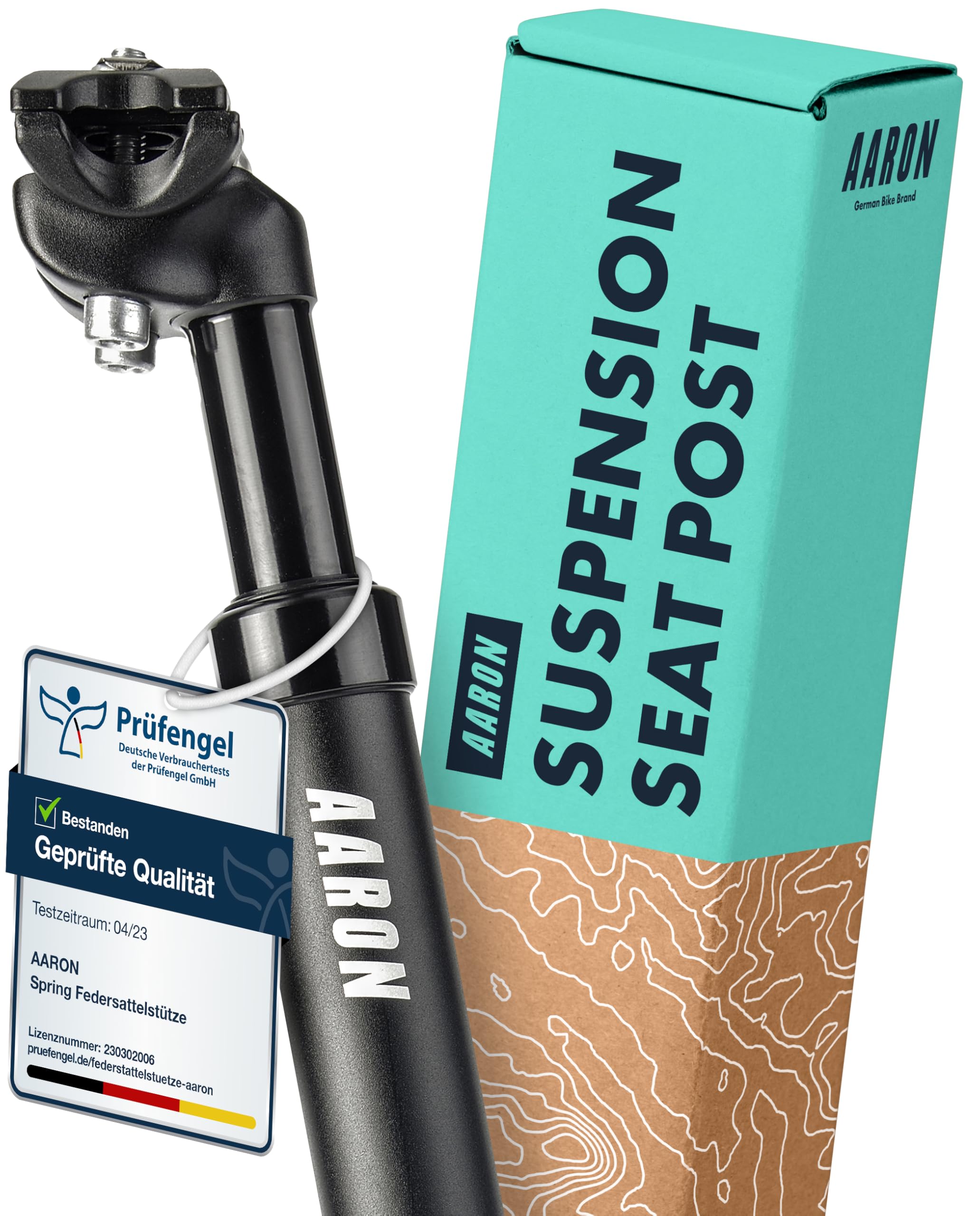 AARON - Spring Suspension Bike Seat Post - Aluminum Saddle Seatpost for E Bicycle, MTB, Trekking Bikes, City Bikes - 27.2mm Diameter, 13.8" (350mm) Length