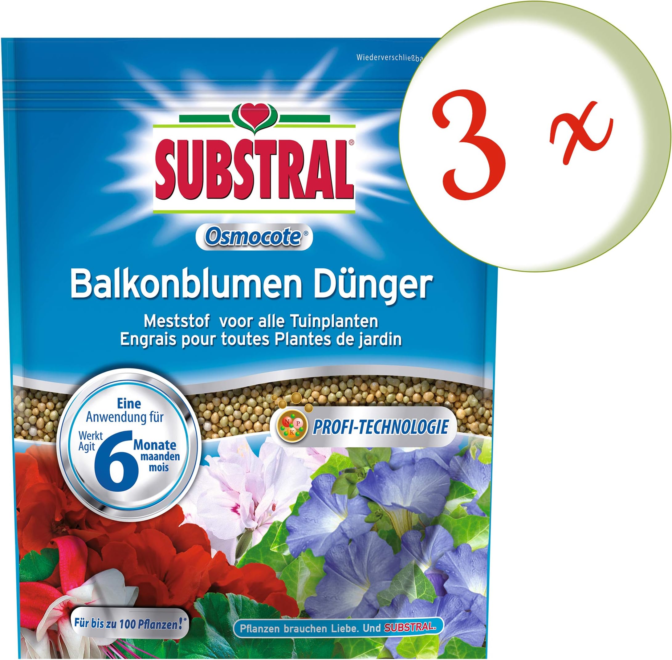Substral Osmocote Balcony Flower Fertiliser 3 x 1.5 Kg