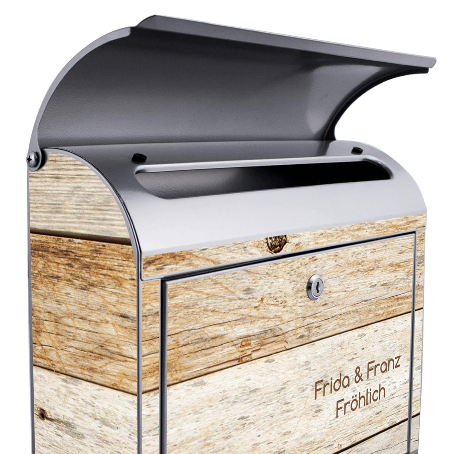 Banjado Design Briefkasten Mit Motiv Graues Holz Stahl