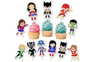 22pcs Superhero Girls And Boys Cake Topper Cupcake Topper, Magic Birthday Party Cupcake Topper, Water Resistant