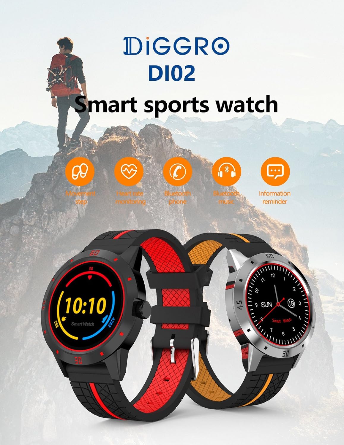 Diggro DI02 DI03 MTK2052C - Reloj Inteligente con Bluetooth ...