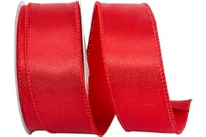 Reliant Ribbon 92575W-065-09F Satin Value Wired Edge Ribbon, 1-1/2 Inch X 10 Yards, Red