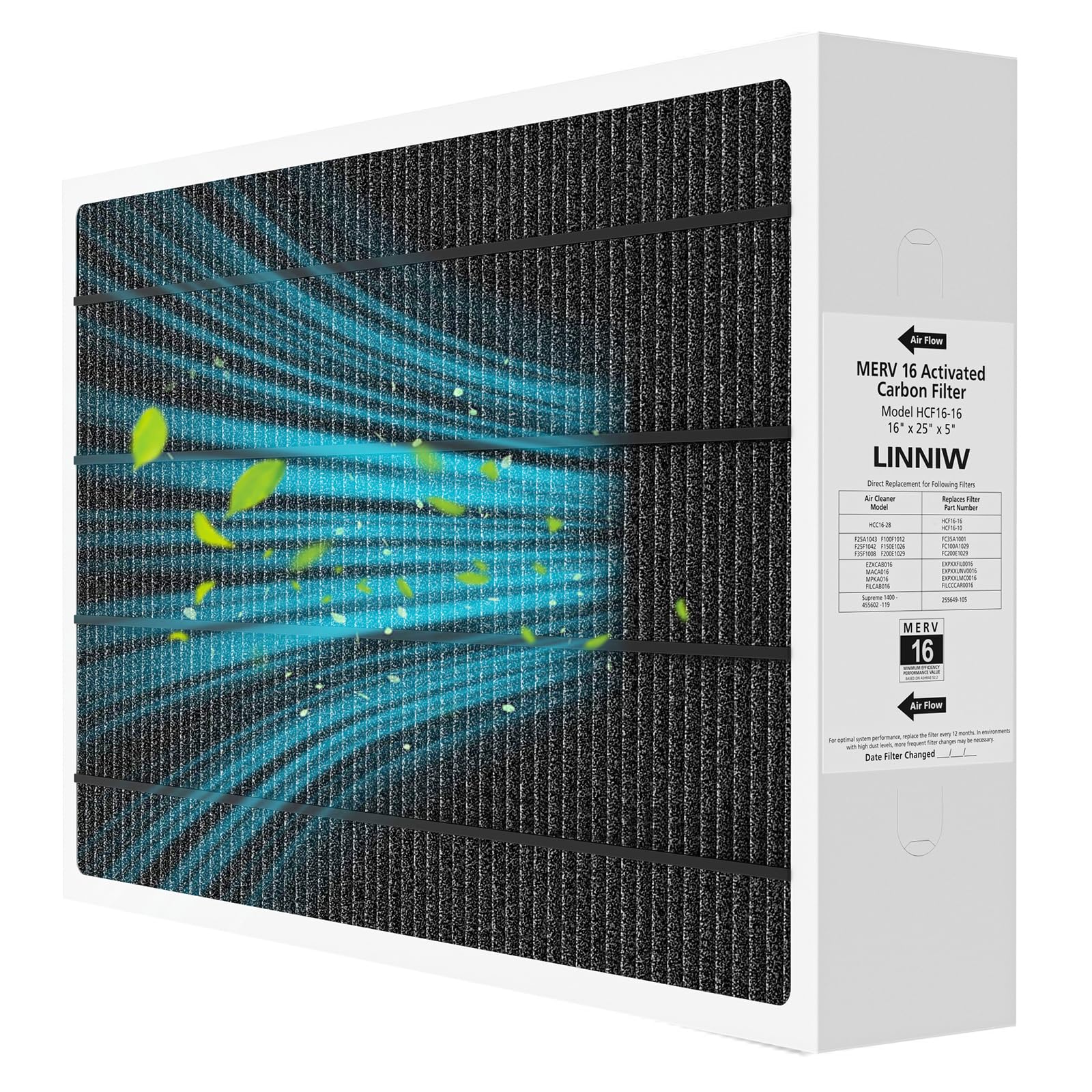 Photo 1 of 1 Pack X6672 16x25x5 MERV 16 Filter Compatible with Lennox X6672 and Lennox HCC16-28 Healthy Climate Carbon Clean MERV 16 Home Furnace Filter for HVAC System, Part Number HCF16-16, HCF16-10