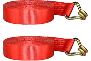 eRatchet 2" Winch Straps with Double J Wire Hook | 11,000 Lbs. Breaking Strength | Heavy Duty Cargo Straps for Flatbed, Truck