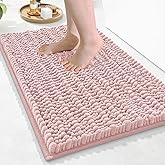 Arotive Luxury Chenille Bathroom Rug Mat, Extra Soft Thick Absorbent Shaggy Bath Rugs, Non-Slip Machine Wash Dry, Plush Bath Mats for Bathroom, Shower and Tub, 24x16, Dirty Pink
