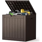 NEWBULIG 31 Gallon Deck Box, Weatherproof Resin Lockable Outdoor Storage for Secure Package Deliveries and Indoor Storage in Garden or Patio, Backyard