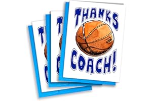 Play Strong Thanks Basketball Coach You're Awesome 3-Pack (5x7) Greeting Thank You Cards Set Perfect for Youth Sports Basketball Players, Teams, Coaches, Family and Fans - Your Coaches Will Love 'Em!