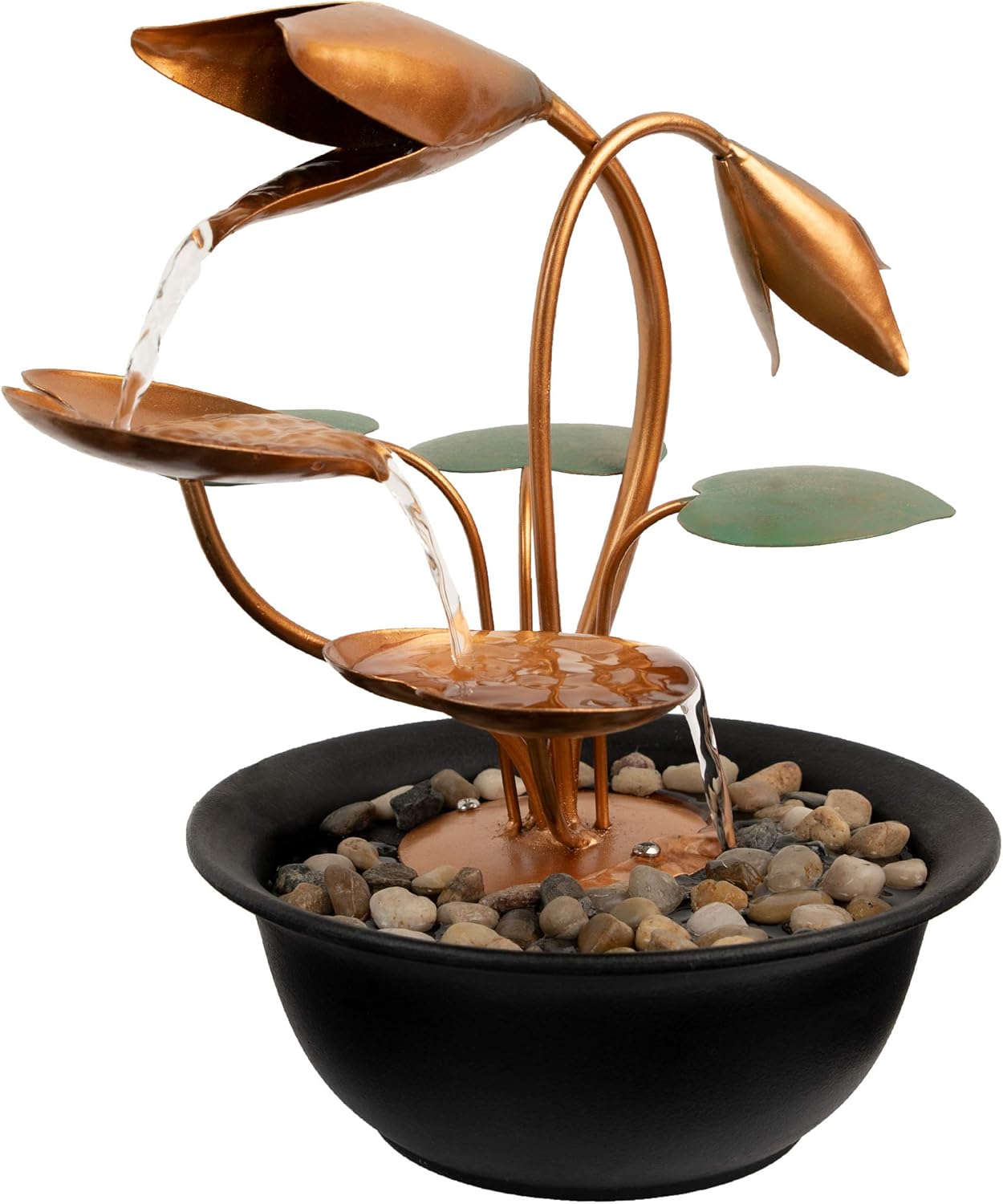 Pure Garden 50-LG5061 Tabletop Fountain-10.5” Cascading Water Over Metal Flowers and Leaves, Electric Pump, Soothing Indoor Waterfall for Home Décor, 10.5 inches : Garden & Outdoor