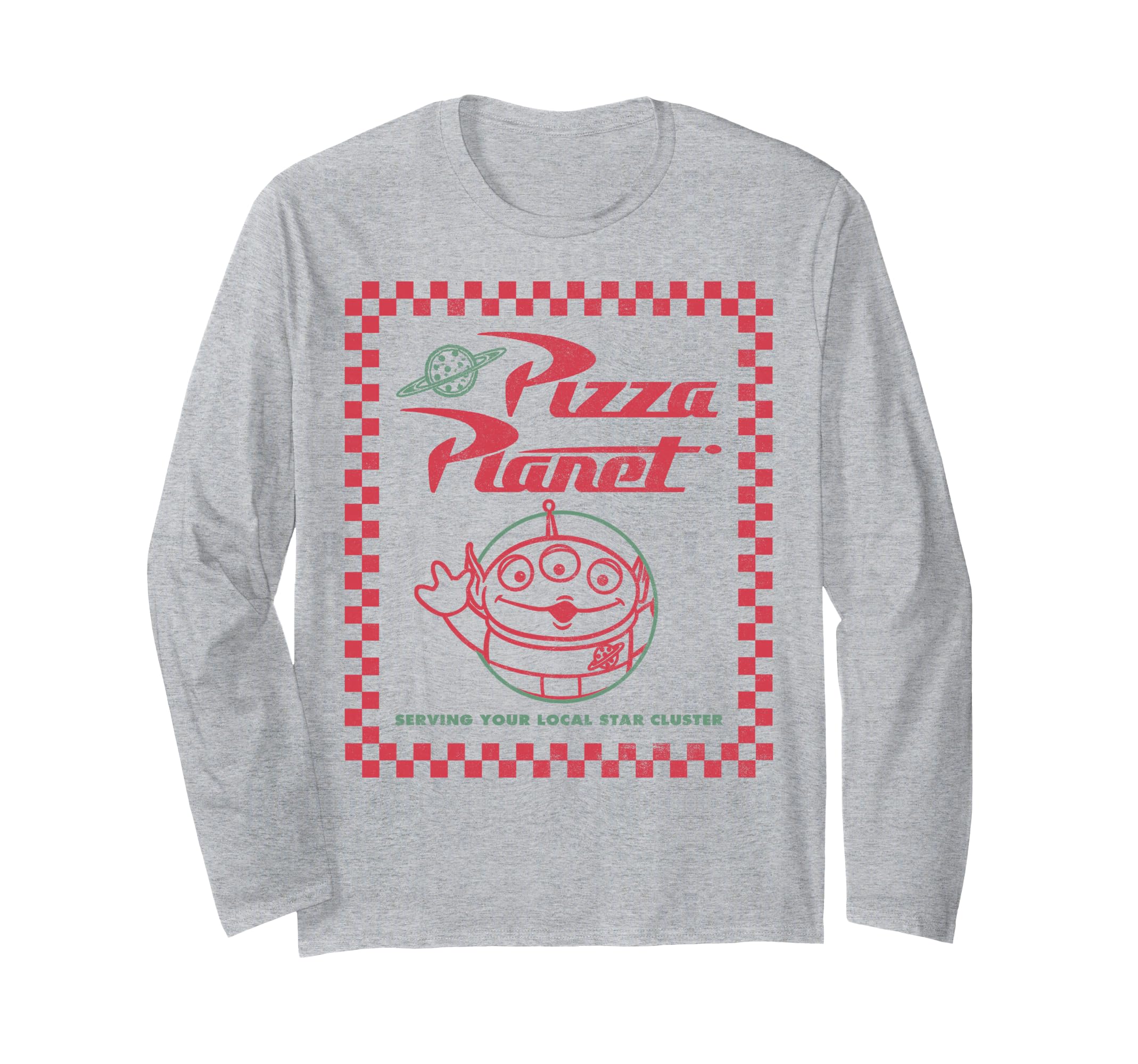 Disney Pixar Toy Story Alien Pizza Planet Box Art Long Sleeve T-Shirt