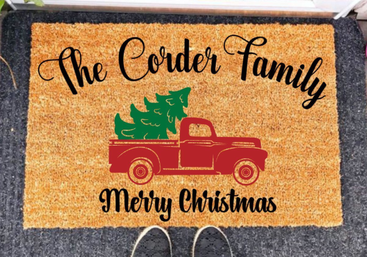 Red Truck Doormat Handmade